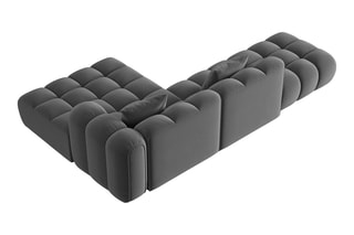 Canapé d'angle droit Clotilde - Ciment - 4 places - Revêtement en velours