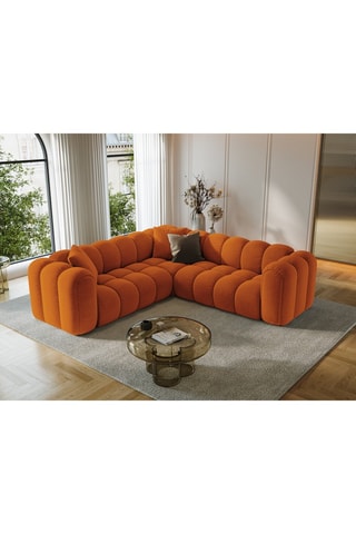 Canapé d'angle symétrique modulaire Arden - Rouge brique - 5 places - En tissu velours