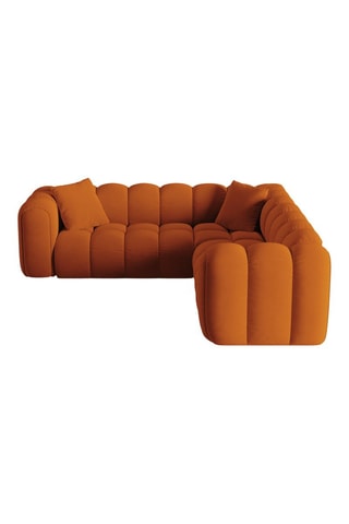 Canapé d'angle symétrique modulaire Arden - Rouge brique - 5 places - En tissu velours