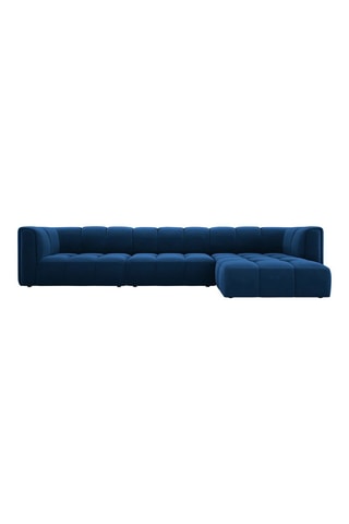 Canapé modulable Adams - Bleu roi - 5 places - Tissu toucher velours