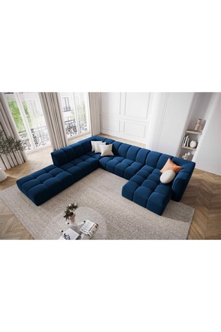 Canapé panoramique modulable Adams - Bleu roi - 7 places - Toucher velours