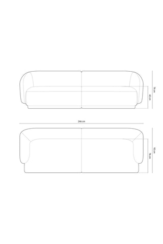 Canapé Louis - Bleu foncé - 4 places - Tissu velours