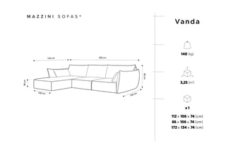 Canapé d'angle gauche Vanda Beige