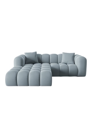 Canapé d’angle gauche modulaire Halley - Bleu - 3 places - En tissu velours