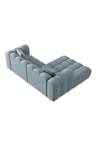 Canapé d’angle gauche modulaire Halley - Bleu - 3 places - En tissu velours