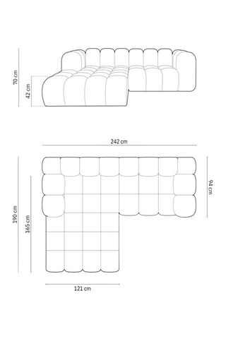 Canapé d’angle gauche modulaire Halley - Bleu - 3 places - En tissu velours