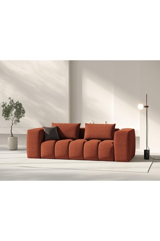 Canapé droit Lorella - Corail - 3 places - En tissu