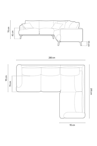 Canapé d'angle droit Margot - Brique - 5 places - En tissu