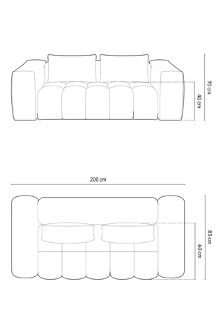 Canapé droit Lorella - Beige - 3 places - En tissu