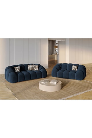 Canapé Lyna - Bleu roi - 2 places - En tissu velours