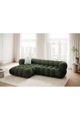 Canapé d’angle gauche Maurice - Vert - 3 places - Toucher velours