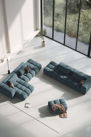 Pouf Lorella - Bleu - En tissu structuré