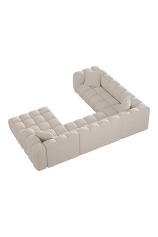 Canapé d’angle gauche panoramique modulaire Arden - Beige - 6 places - En tissu structurel