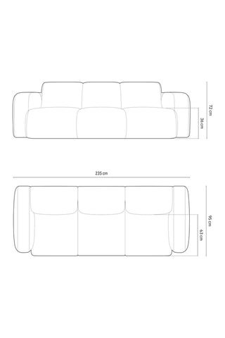 Canapé Lola - Vert de mer - 3 places - En tissu structuré