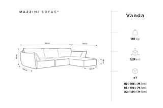 Canapé d'angle droit Vanda Beige