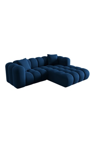 Canapé d’angle droit modulaire Halley - Bleu roi - 3 places - En tissu velours