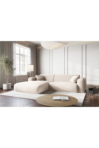 Canapé d’angle gauche Theo - Beige - 4 places - En polyester