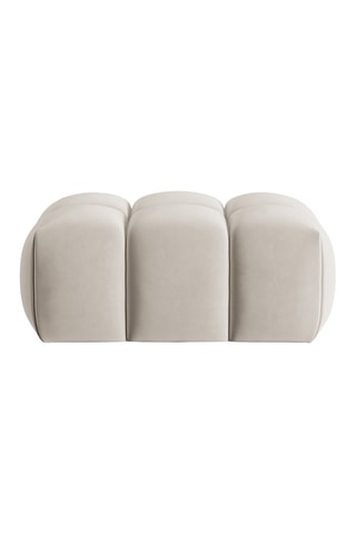 Pouf Lorella - Beige clair - Revêtement en velours - Structure en pin massif