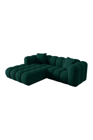 Canapé d’angle gauche modulaire Halley - Vert - 3 places - En tissu velours