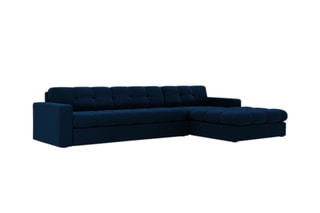 Canapé d'angle droit Yohan - Bleu roi - 4 places - En tissu synthétique