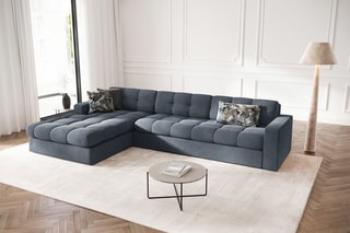 Canapé d’angle gauche Yohan - Vert bouteille - 4 places - Toucher velours