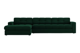 Canapé d’angle gauche Yohan - Vert bouteille - 4 places - Toucher velours