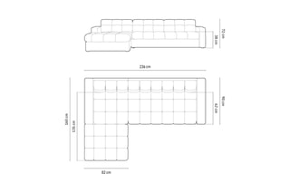Canapé d’angle gauche Yohan - Vert bouteille - 4 places - Toucher velours