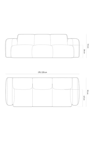Canapé Lola - Vert d’eau - 2 places - En tissu chenille