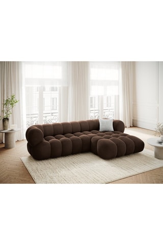 Canapé d'angle droit modulable Maurice - Marron - 3 Places - Tissu velours