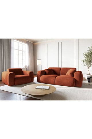 Canapé Théo - Rouge brique - 2 places - En tissu chenille