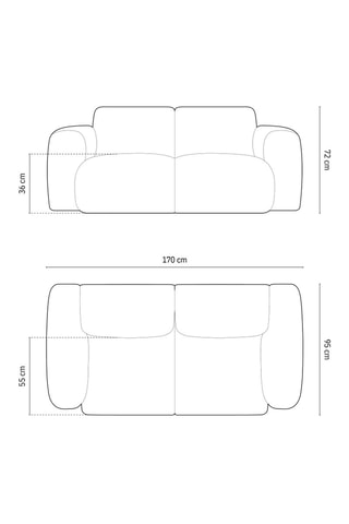 Canapé Théo - Rouge brique - 2 places - En tissu chenille