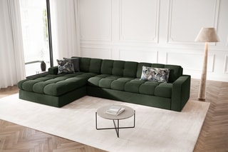 Canapé d’angle gauche Yohan - Bleu roi - 4 places - Toucher velours