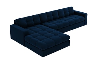 Canapé d’angle gauche Yohan - Bleu roi - 4 places - Toucher velours