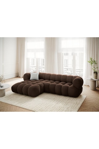 Canapé d'angle gauche modulable Maurice - Marron - 3 Places - Tissu velours