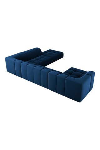 Canapé panoramique modulable Adams - Bleu roi - 7 places - Toucher velours