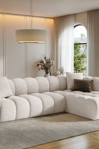 Canapé d’angle droit modulaire Arden - Beige - 4 places - tissu chenille