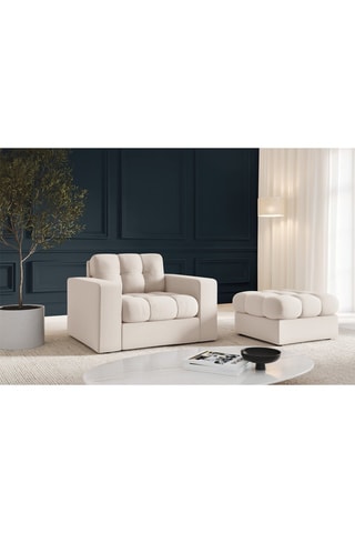 Pouf Yohan - Beige - En tissu structuré