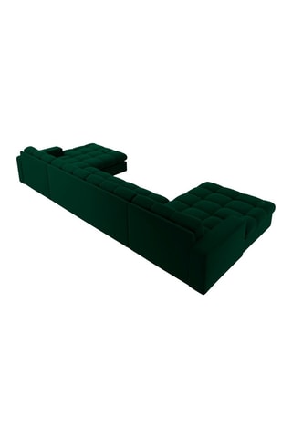 Canapé d’angle panoramique Yohan - Vert foncé - 5 places - Toucher velours