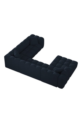 Canapé d’angle droit panoramique modulaire Arden - Bleu roi - 6 places - En tissu structurel