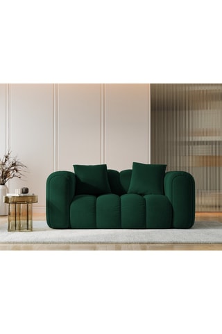 Canapé en bois Arden - Vert bouteille - 2 places - Tissu velours côtelé