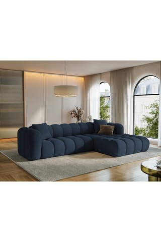 Canapé d’angle droit modulaire Arden - Bleu roi - 4 places - En tissu structurel
