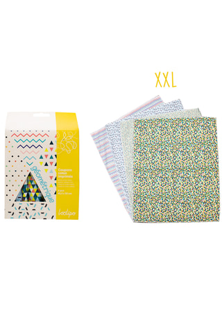 4 coupons géométrique - Bleu et vert - 45,5 x 55 cm