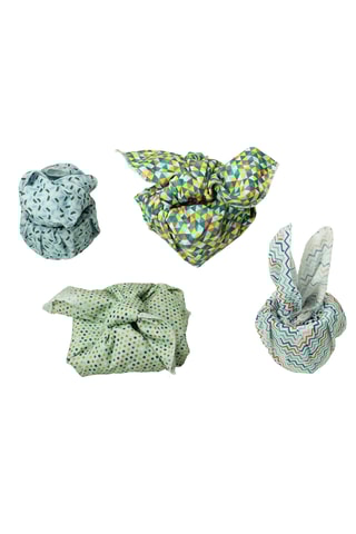 4 coupons géométrique - Bleu et vert - 45,5 x 55 cm