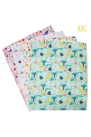 4 coupons Animaux du Monde - Bleu et rose - 45,5 x 55 cm