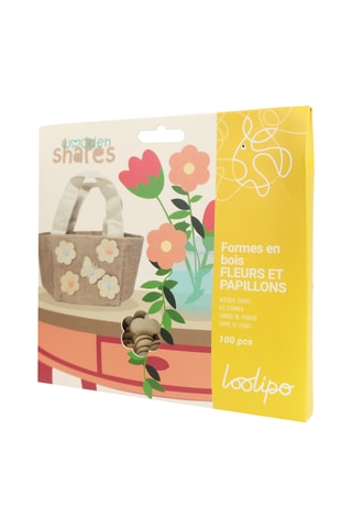 Formes fleurs et papillons en bois - 100 pièces