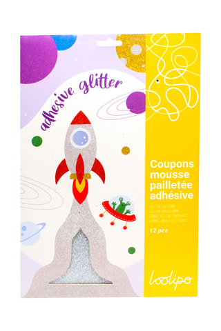 12 coupons de mousse pailletée adhésive