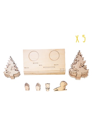 5 photophores en bois