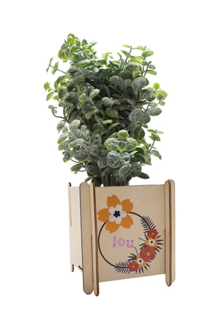 4 cache-pots en bois - 10 x 10 x 12 cm