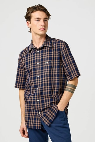 Overhemd Shirt - Wit, beige en blauw