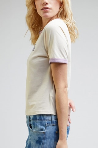 T-shirt Chiffon - Wit, blauw en roze